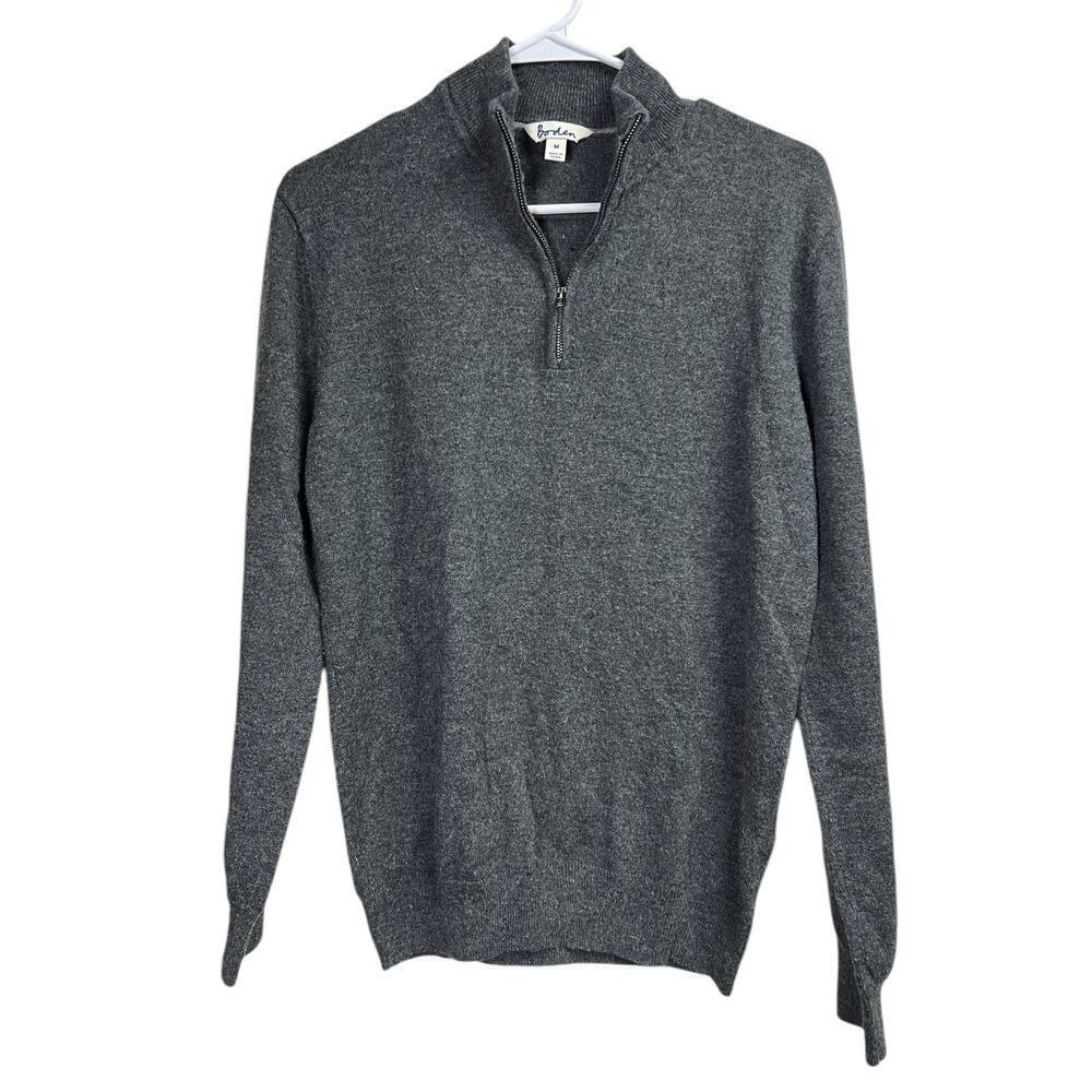 Boden Women's Pullover Quarter Zip Wool Blend Gray Sweater Medium